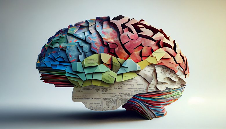 Mémoire Cerveau coloré fait avec différents papiers